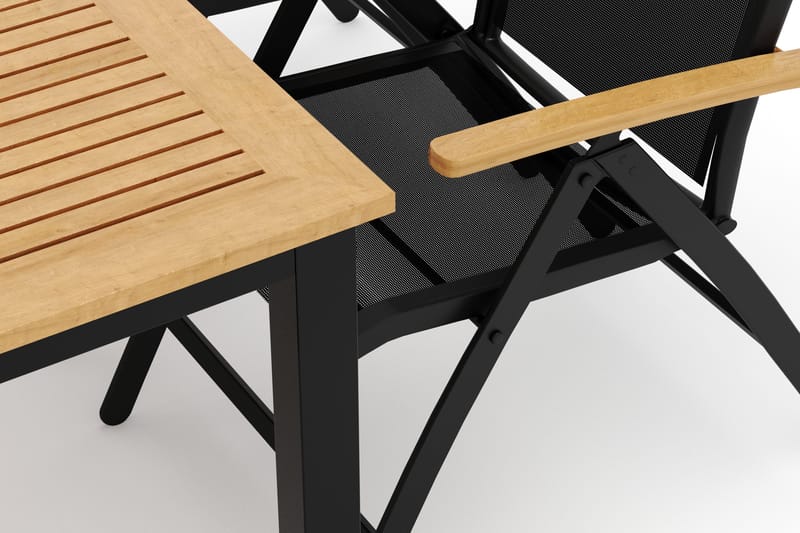 Las Vegas utomhus matgrupp förlängningsbart 152-210x90 cm med 4 Las Vegas positionsstolar - Svart - Products - Utemöbler & utemiljö - Utegrupp - Matgrupp utomhus