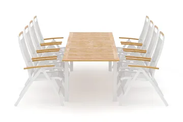 Las Vegas utomhus matgrupp förlängningsbart 220x280x100 cm med 8 Las Vegas positionsstolar - Vit - Products - Utemöbler & utemiljö - Utegrupp - Matgrupp utomhus