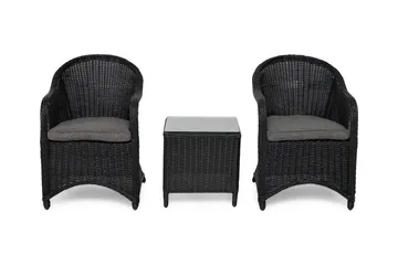 Marcus Caféset med 2 Light Fåtöljer m Dyna - Svart - Products - Utemöbler & utemiljö - Utegrupp - Cafegrupp & cafeset