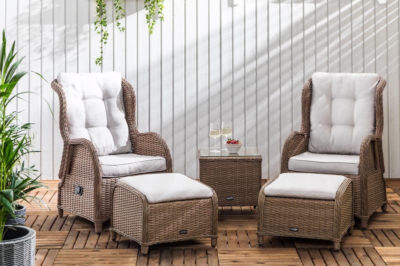 Marcus Caféset med 2 Reclinerfåtöljer Utomhus m Dyna - Natur - Products - Utemöbler & utemiljö - Utegrupp - Cafegrupp & cafeset