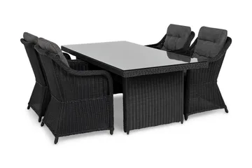 Marcus Matgrupp Utomhus 200 + 4 Fåtöljer m Dyna - Svart - Products - Utemöbler & utemiljö - Utegrupp - Matgrupp utomhus