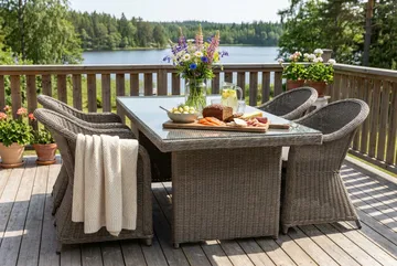 Marcus Matgrupp Utomhus 200 + 4 Light Fåtöljer m Dyna - Grå - Products - Utemöbler & utemiljö - Utegrupp - Matgrupp utomhus