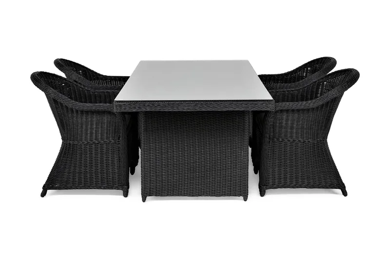 Marcus Matgrupp Utomhus 200 + 4 Light Fåtöljer m Dyna - Svart - Products - Utemöbler & utemiljö - Utegrupp - Matgrupp utomhus