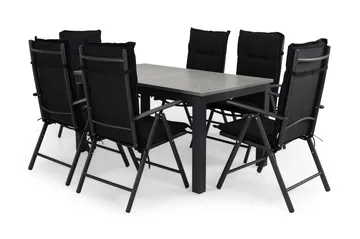 Monaco Matgrupp Utomhus 152-210x90 + 6 Maggie Positionsstol m Dyna - Svart - Products - Utemöbler & utemiljö - Utegrupp - Matgrupp utomhus