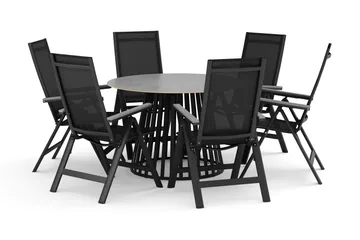 Sensi utomhus matgrupp 120 cm med 6 Monaco Light positionsstolar - Svart - Products - Utemöbler & utemiljö - Utegrupp - Matgrupp utomhus