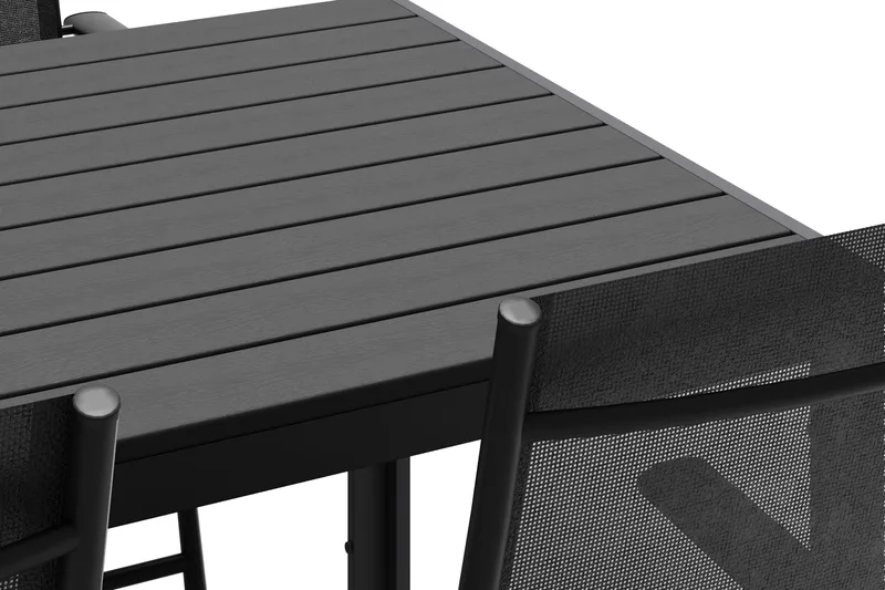 Siri Rektangulärt utebord 150 cm med 4 Sanna utestolar - Svart - Products - Utemöbler & utemiljö - Utegrupp - Matgrupp utomhus