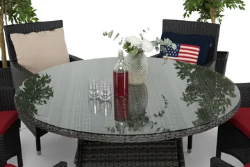 Thor Matgrupp Ø140 + 6 Thor Fåtölj - Grå/Svart - Products - Utemöbler & utemiljö - Utegrupp - Matgrupp utomhus