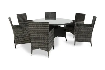 Thor Matgrupp Ø140 + 6 Thor Fåtölj - Svart/Grå - Products - Utemöbler & utemiljö - Utegrupp - Matgrupp utomhus
