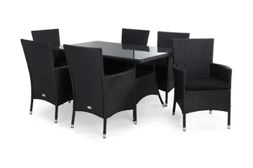 Thor Matgrupp Utomhus 140 + 6 Thor Fåtölj m Dyna - Svart/Svart/Svart - Products - Utemöbler & utemiljö - Utegrupp - Matgrupp utomhus