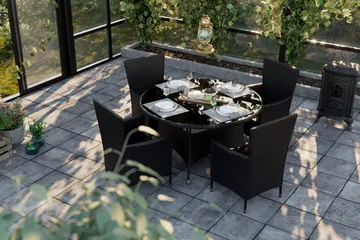 Thor Matgrupp Utomhus 140 + 6 Thor Fåtölj - Svart - Products - Utemöbler & utemiljö - Utegrupp - Matgrupp utomhus