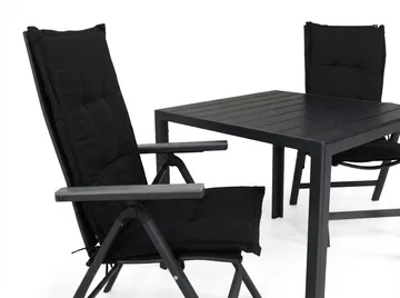 Tunis Matgrupp Utomhus 90x90 + 2 Monaco Light Positionsstol m Dyna - Svart/Grå - Products - Utemöbler & utemiljö - Utegrupp - Matgrupp utomhus