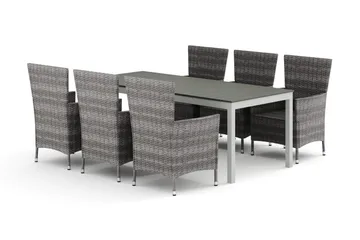 Tunis utomhus matgrupp förlängningsbart 205/305x90 cm med 6 Thor utefåtöljer - Vit/Grå - Products - Utemöbler & utemiljö - Utegrupp - Matgrupp utomhus