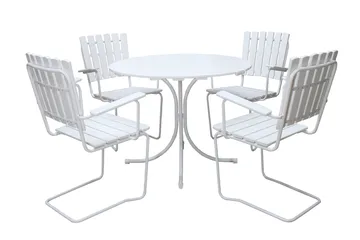 Vaxholm Matgrupp Utomhus Rund 100 cm + 4 Utestolar Vit - Products - Utemöbler & utemiljö - Utegrupp - Matgrupp utomhus