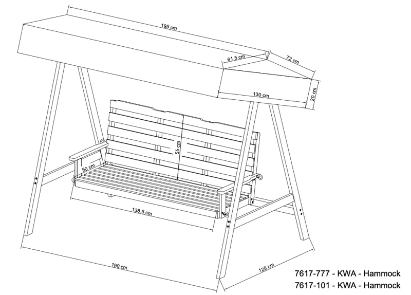 Landet Hammock utomhus gunga med tak 195x125x159 - Blå / Vit - Products - Utemöbler & utemiljö - Utesoffa - Hammock