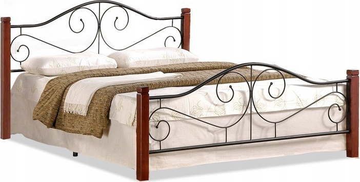 Litzy Bettgestell 140x200 cm - Antik Kirsche/Schwarz