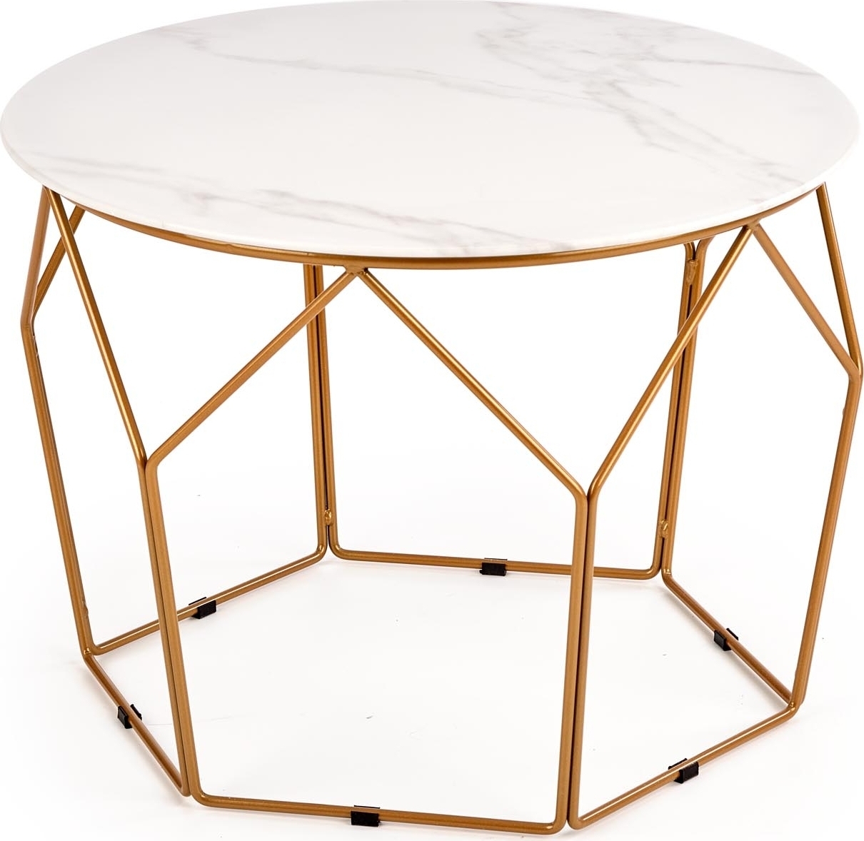 Couchtisch Wisconsin Ø60 cm - Weißer Marmor/Gold Couchtisch Wisconsin Ø60 cm - Weißer Marmor/Gold