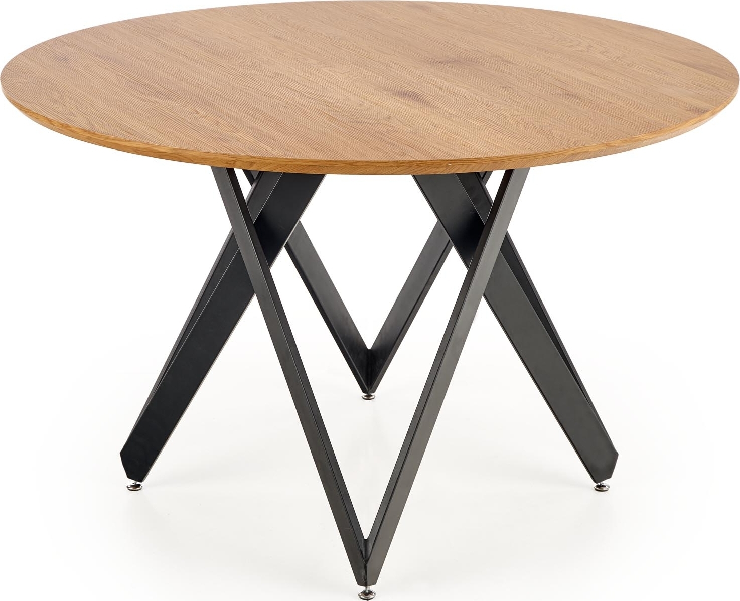 Metallischer runder Esstisch 120 cm - Eiche/Schwarz