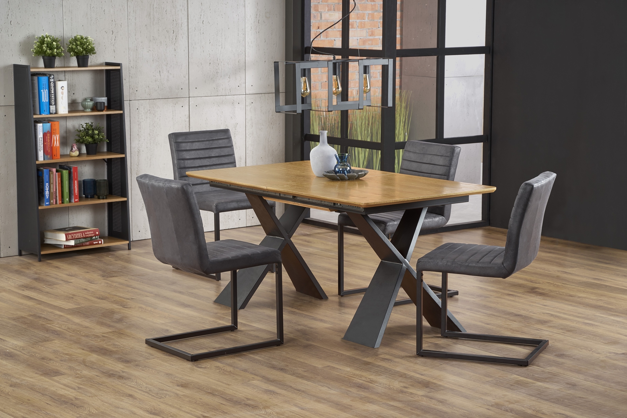 Bing ausziehbarer Esstisch 160-220 cm - Eiche/Schwarz