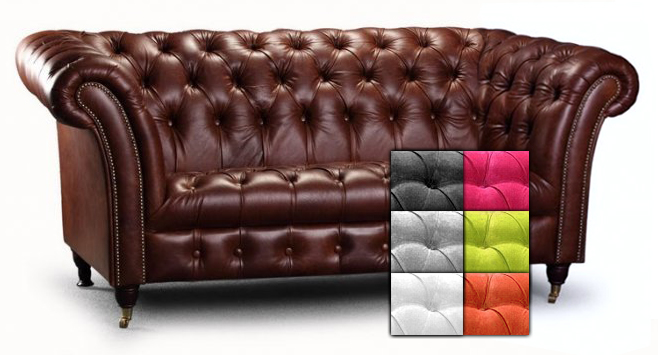 Chesterfield Tsar 2-Sitzer Stoffsofa - jede Farbe!