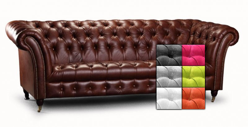 Chesterfield Tsar 3-Sitzer Stoffsofa - jede Farbe!
