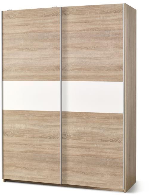 Garderobe mit Schiebet�ren und Innenausstattung Abdel - wei�/Eiche