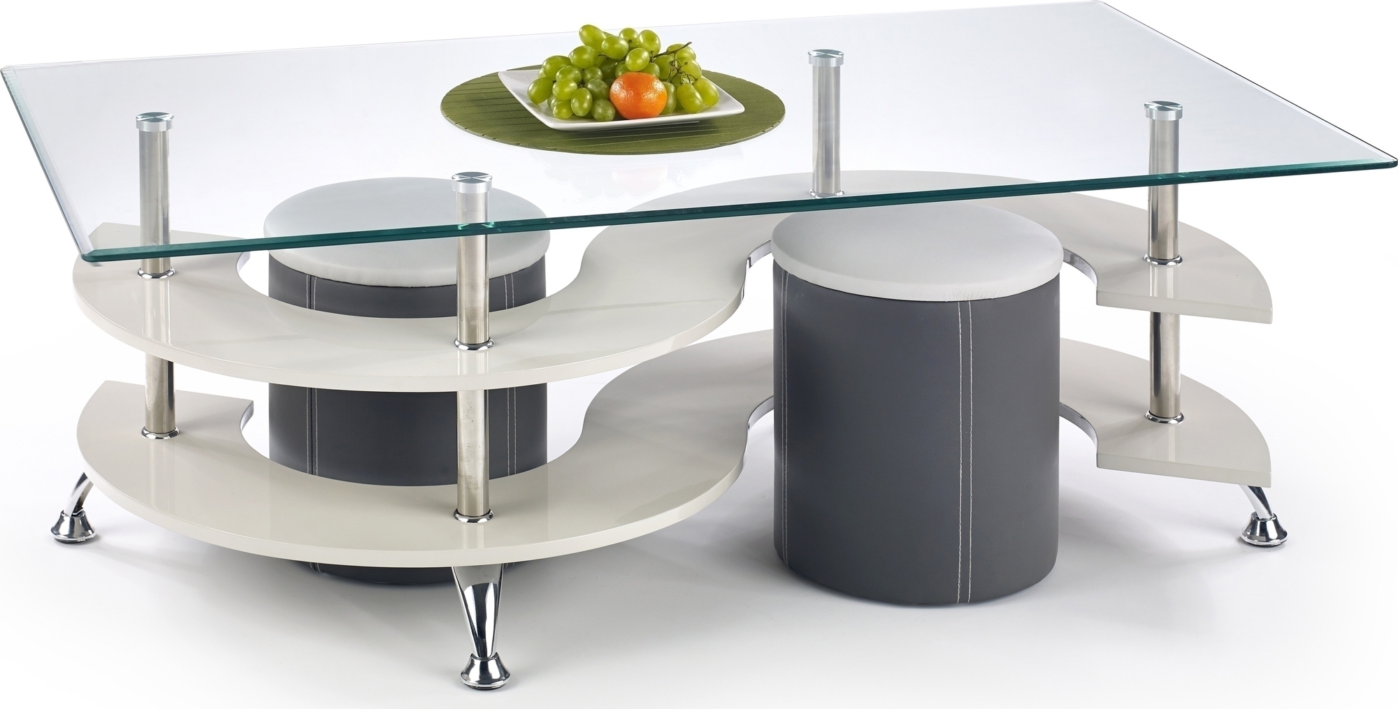 Meeting Couchtisch inklusive Hocker - Dunkelgrau/Grau + M�belf��e