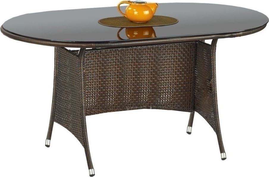 Benin Esstisch 150 cm - dunkelbrauner Kunstrattan + Textilpflege f�r M�bel