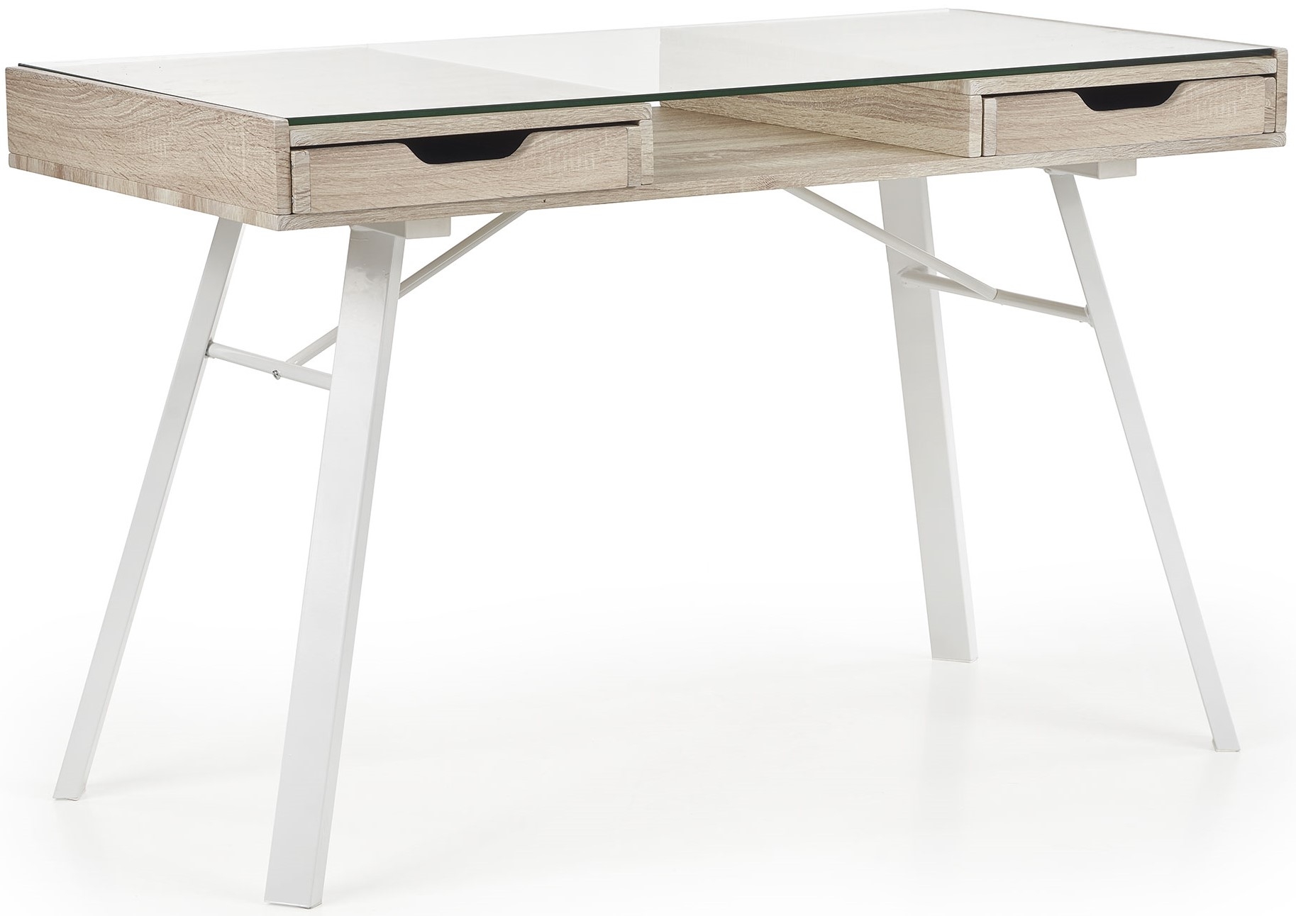 Raegan Schreibtisch - Wei�/Eiche/Glas