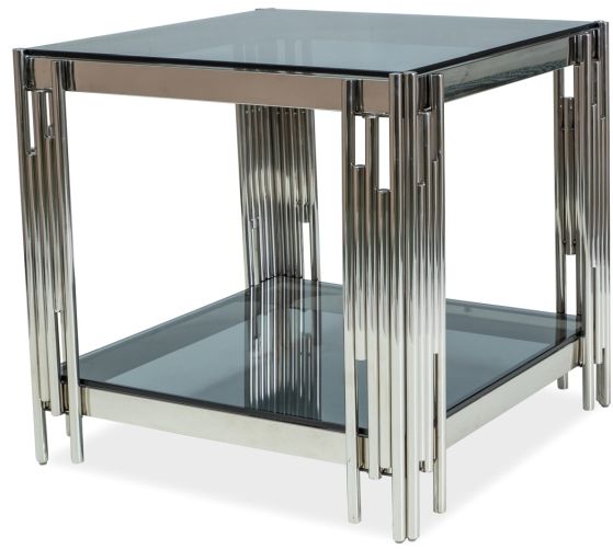 Bourne Beistelltisch - Chrom/schwarzes Glas