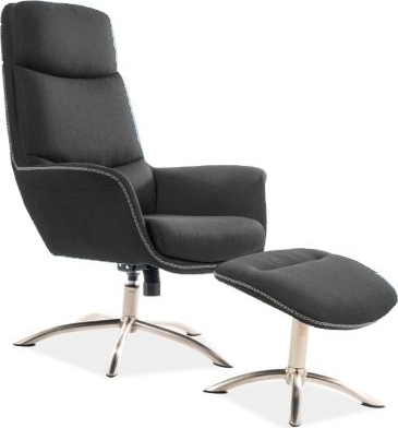 Regan-Sessel mit Fu�hocker aus grauem Samt