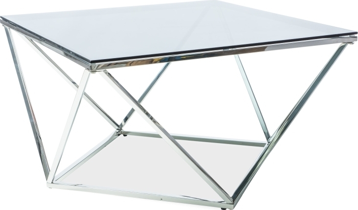 Silberner Couchtisch 80 x 80 cm - Transparent