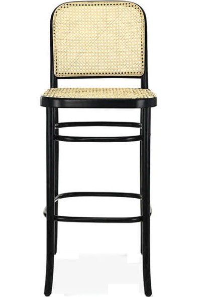 No 811 Barhocker mit R�ckenlehne und Sitzfl�che aus Rattan - Beliebige Farbe des Gestells