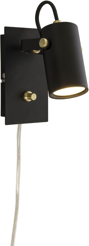 Wandstrahler Cilindro - Schwarz/Messing matt