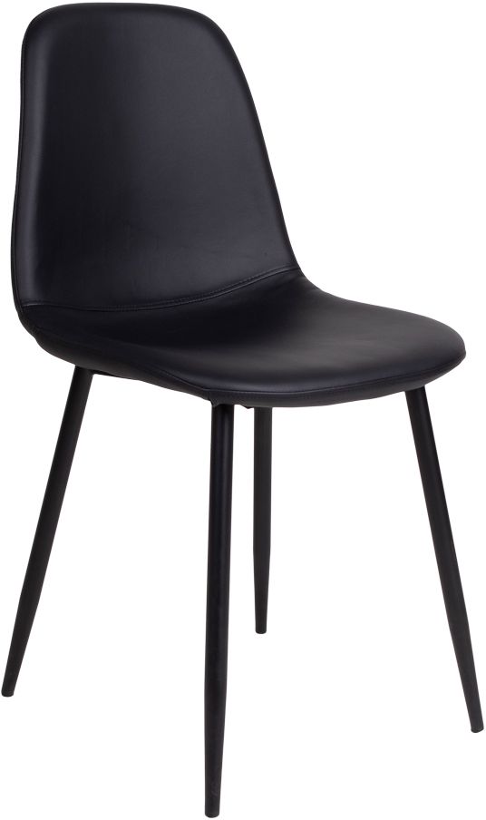 Stockholm Esszimmerstuhl aus schwarzem Kunstleder