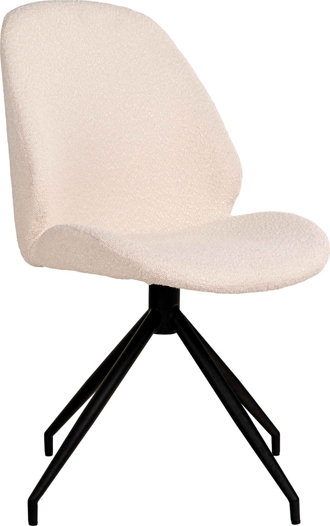 Drehbarer Esszimmerstuhl Monte Carlo. Weißes Bouclé Drehbarer Esszimmerstuhl Monte Carlo. Weißes Bouclé