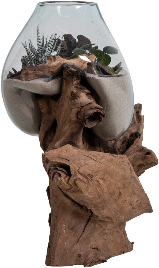 San Marino Wassertropfenvase - Teak/Glas - 50 cm