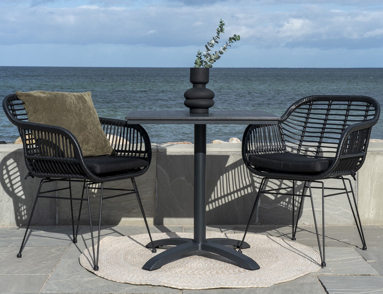 Gartentisch 70 x 70 cm - Grau/Schwarz