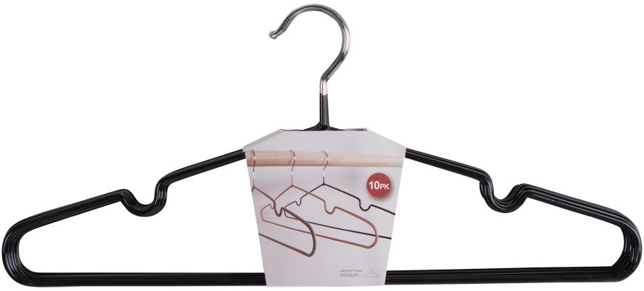 Viele schwarze Kleiderb�gel im 10er-Pack