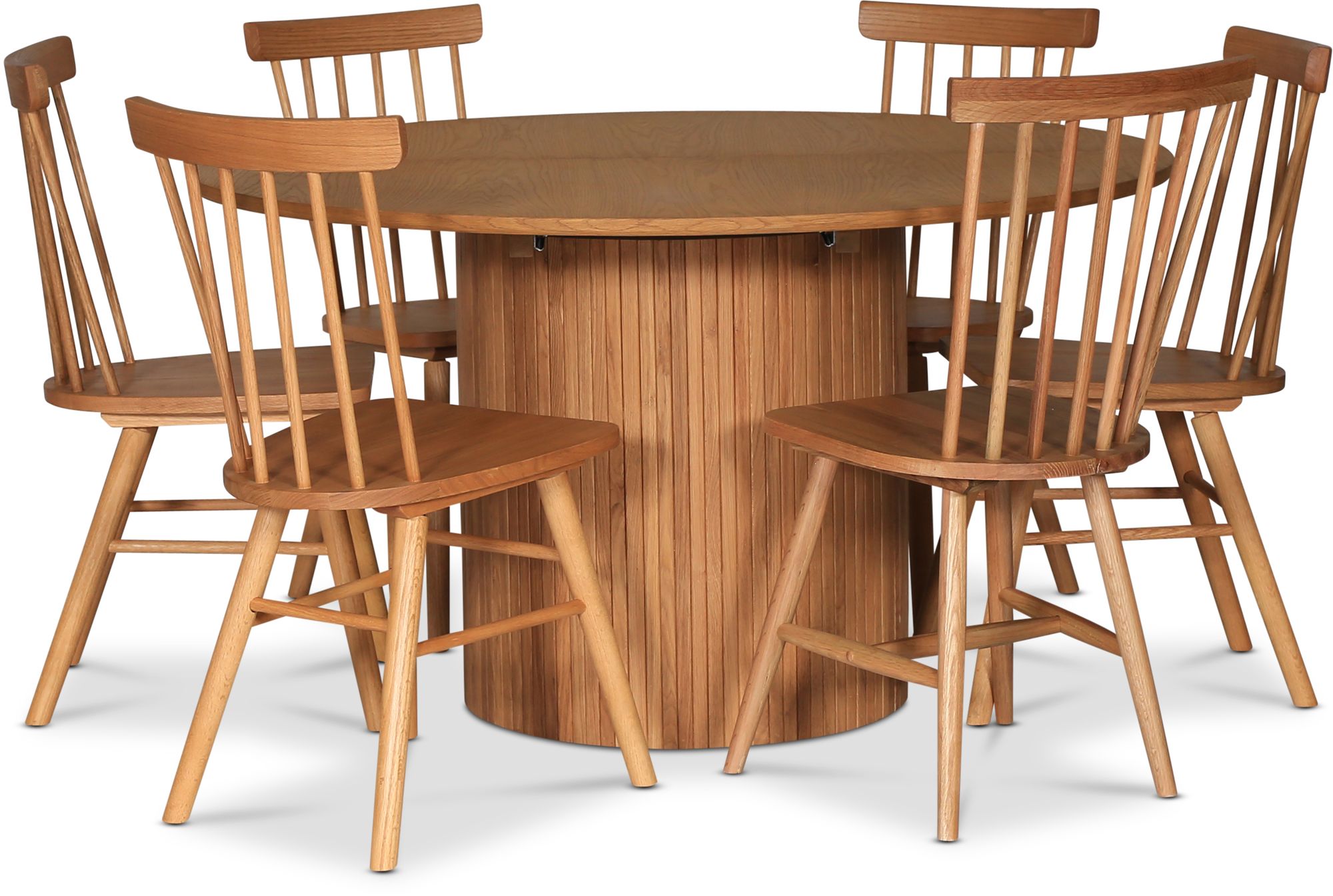 Nova Essgruppe, ausziehbarer Esstisch �130-170 cm inkl. 6 Orust-Stegst�hle - Eiche ge�lt