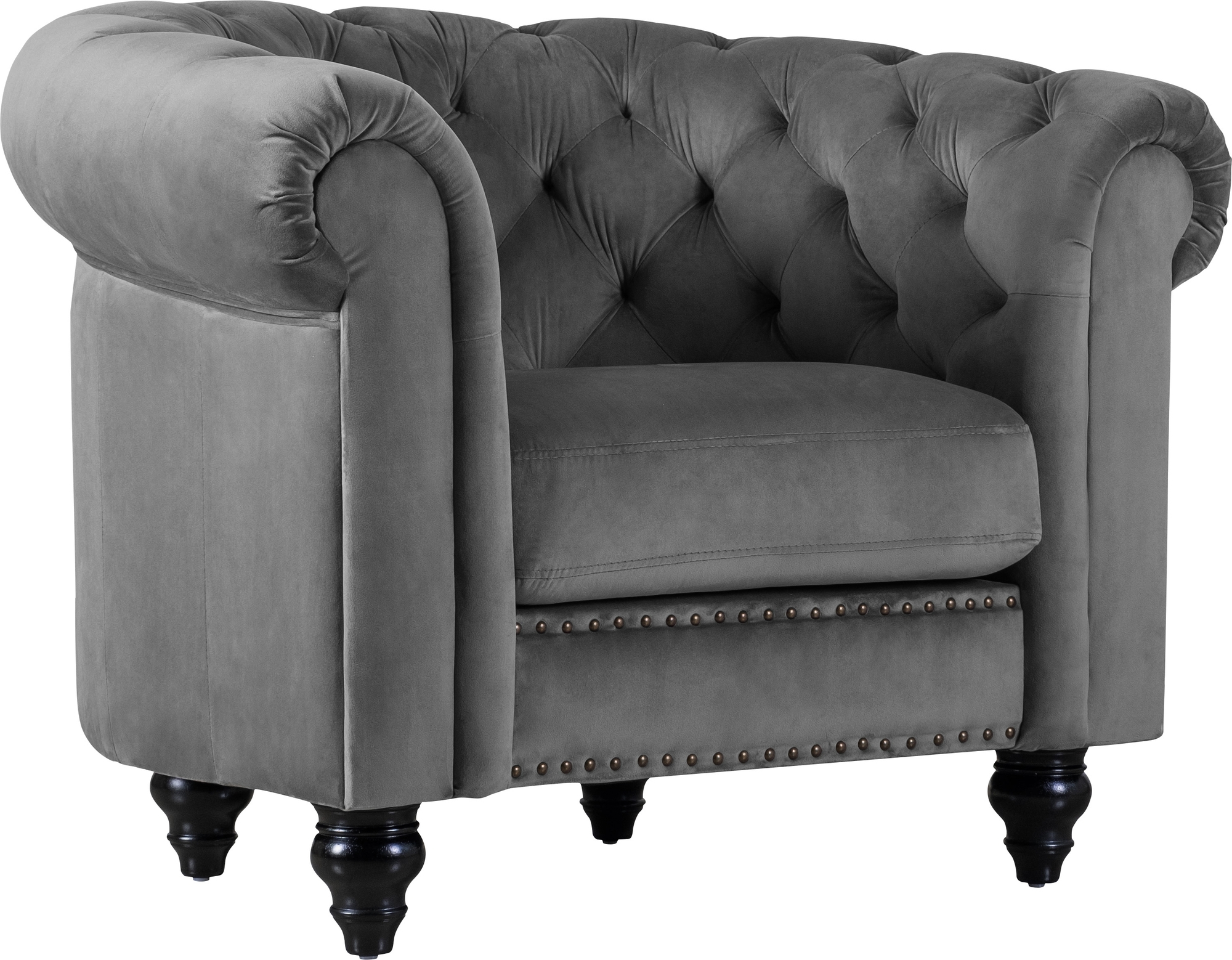 Sessel Chesterfield grau Samt Royal