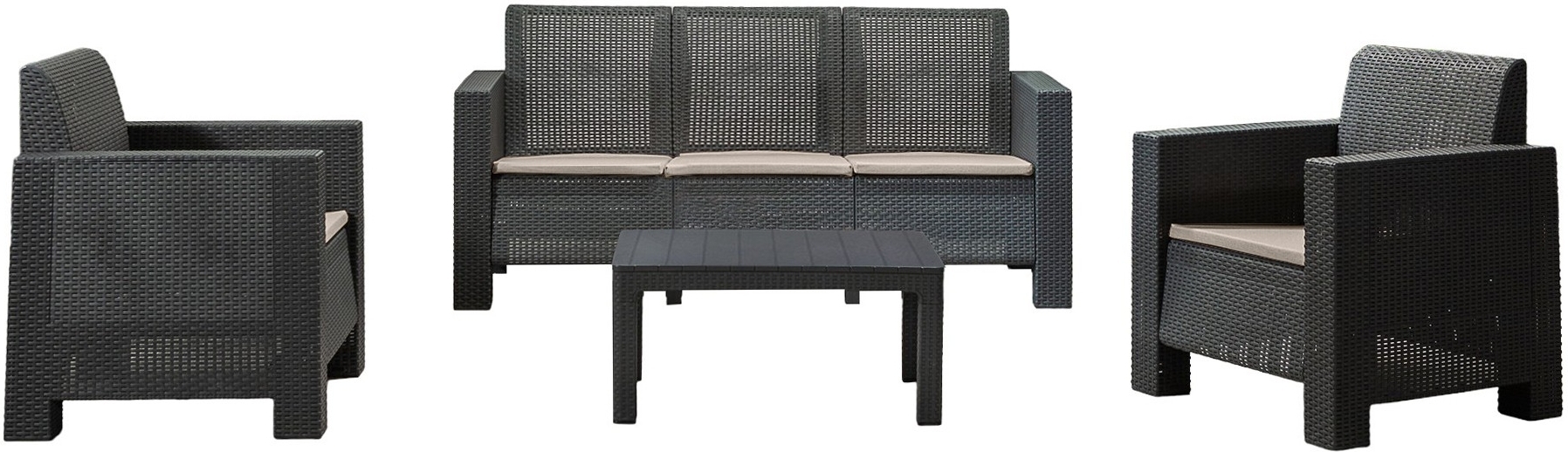 Aksu Loungegruppe mit 3-Sitzer-Sofa - Anthrazit Aksu Loungegruppe mit 3-Sitzer-Sofa - Anthrazit