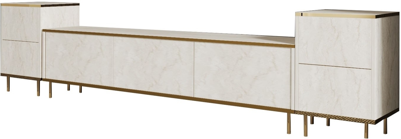 Emo TV-St�nder - Travertin/Gold