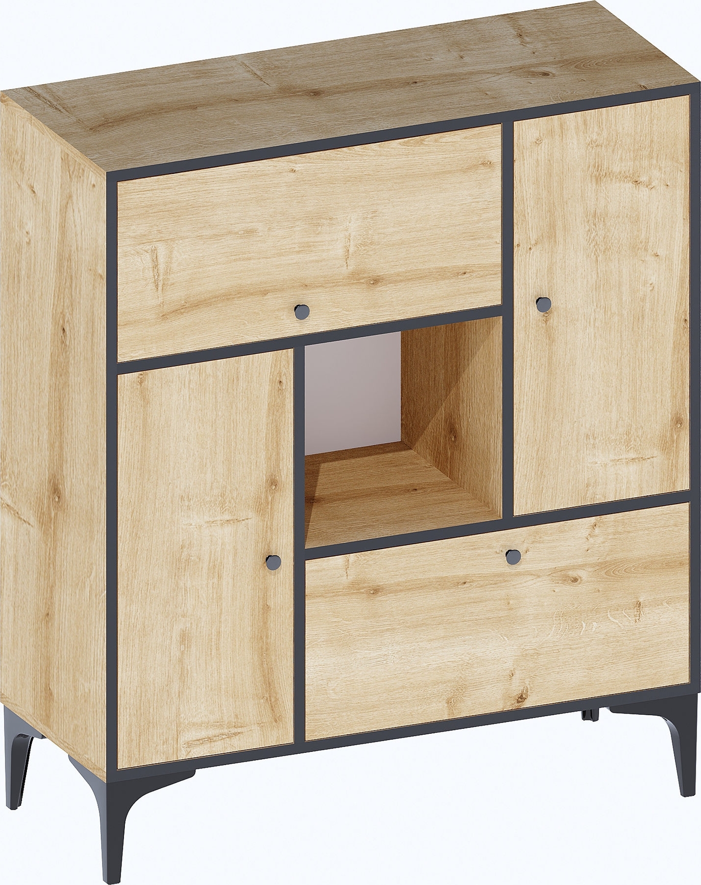 Schrank Pera - Eiche Saphir/schwarz