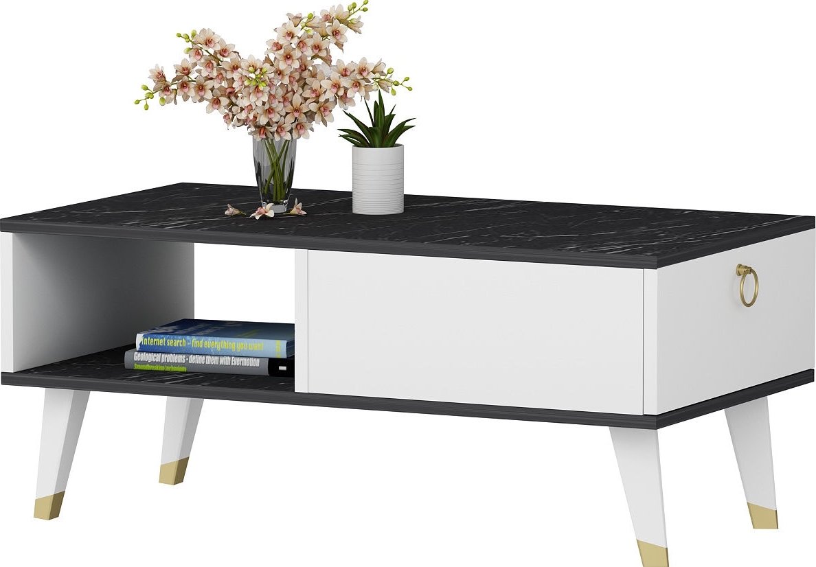 Delux Couchtisch 90 x 45 cm - Schwarz/Weiß Delux Couchtisch 90 x 45 cm - Schwarz/Weiß