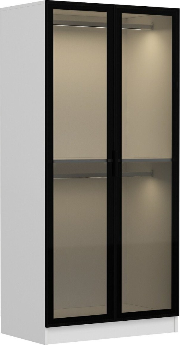 Cavolo Kleiderschrank 90 cm - Wei�/Schwarz