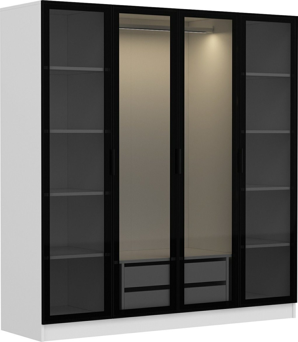 Cavolo Kleiderschrank 180 cm - Wei�/Schwarz