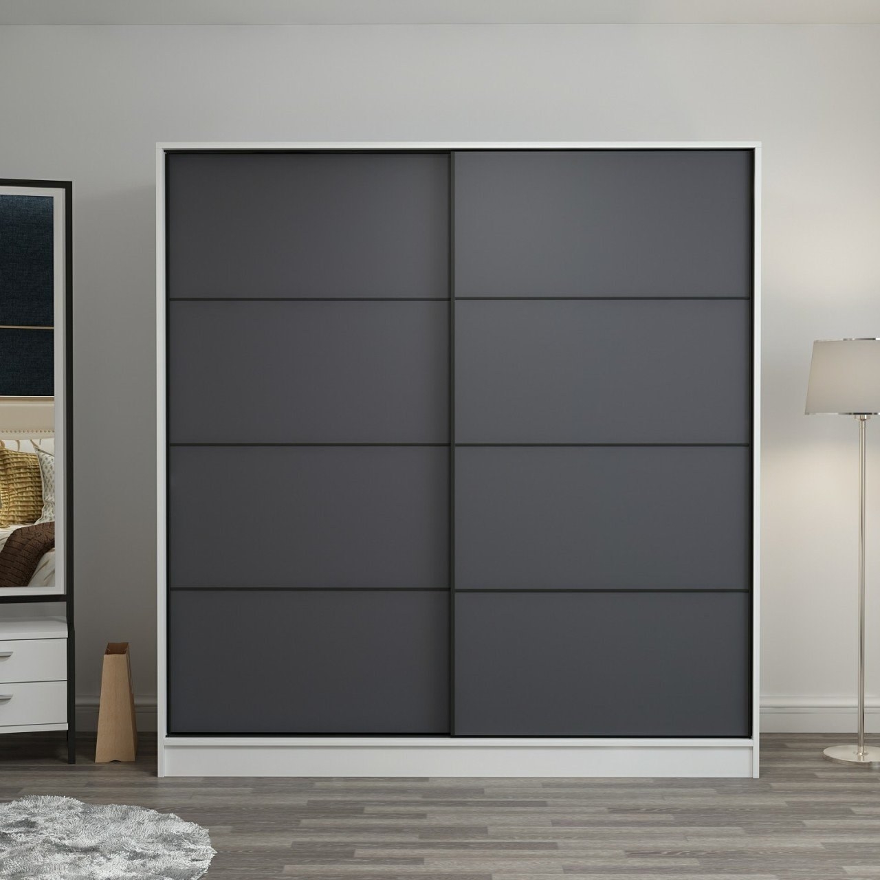 Kapusta Kleiderschrank 220x52x210 cm - Wei�/Anthrazit
