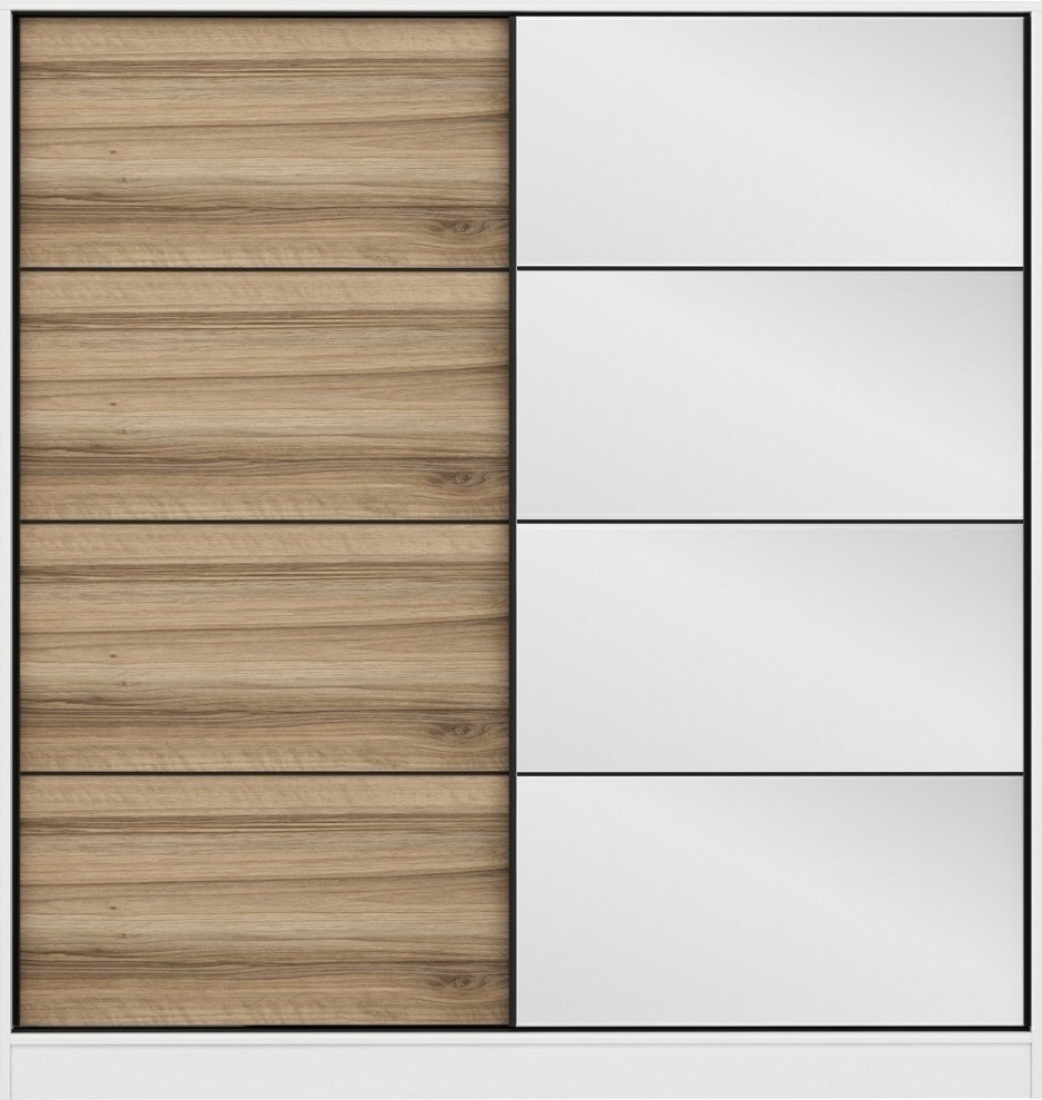 Kapusta Kleiderschrank mit Spiegelt�r, 180 cm - Wei�/Braun