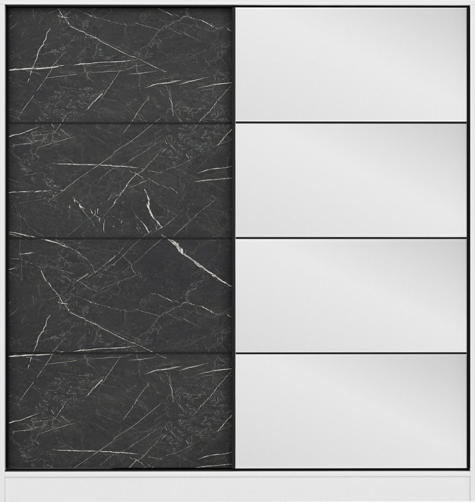 Kapusta Kleiderschrank mit Spiegelt�r, 180 cm - Wei�/Schwarz