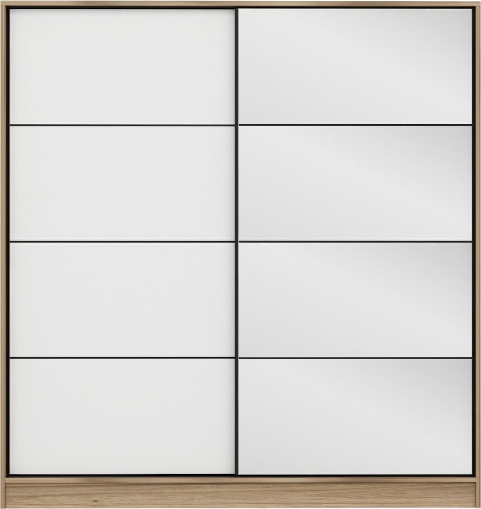 Kapusta Kleiderschrank mit Spiegelt�r, 180 cm - Braun/Wei�